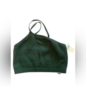 OFFLINE By Aerie Women's Ribbed Knit Seamless One Shoulder Sports Bra Green‎ XS
